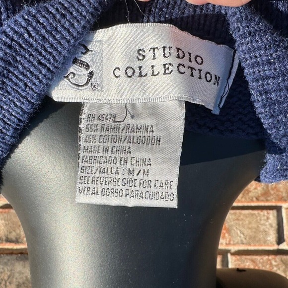 Studio Collections Sweater Vest Womens Size Medium Floral Embroidered‎ Knit Blue - Picture 12 of 12